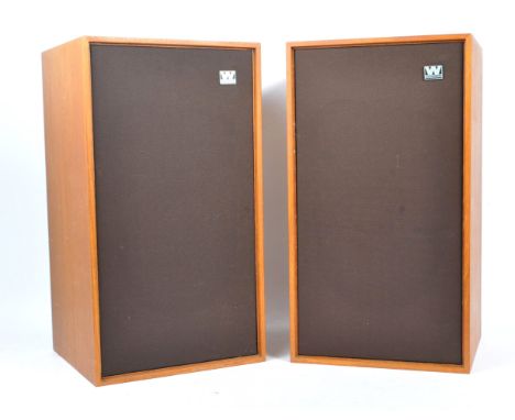 Wharfedale - A pair of vintage 20th century loud table top speakers. Linton 3XP model, with wooden case with mesh front. Meas