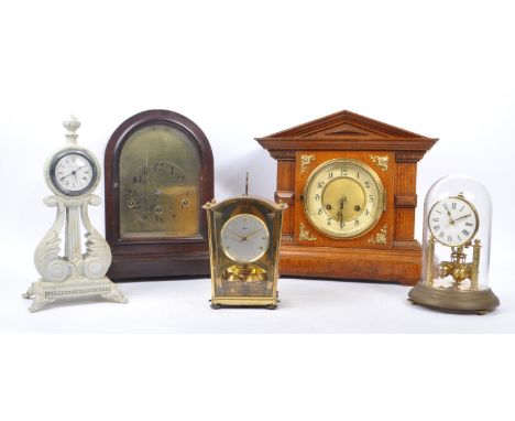 A collection of vintage 20th century mantel clocks. Including two Art Deco style examples, with carriage clock and anniversar