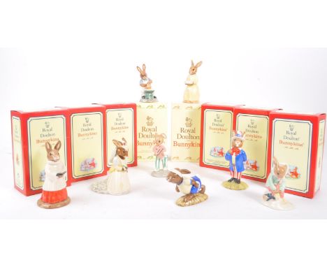 Royal Doulton - Bunnykins - Collection of porcelain china bunny figures / statues. To include, Sweetheart Bunny 8130, 60th an