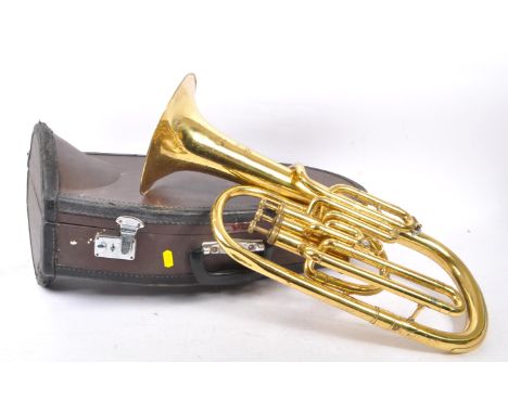 Parrot - A vintage 20th century tenor (alto) brass horn instrument. With carry case and original mouth piece. With inscribed 