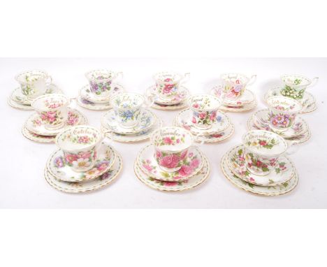 Royal Albert - Flower of the month series - A collection of mid 20th century circa 1970 Royal Albert Flower of the Month seri