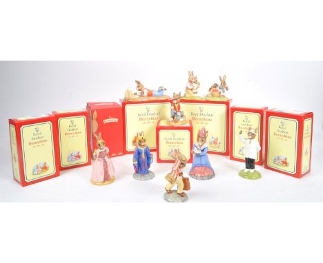 Royal Doulton - Bunnykins - Collection of porcelain china animal bunny figurines / statues. Comprising of Sundial 2000 06066,