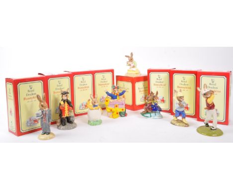 Royal Doulton - Bunnykins - Collection of porcelain china bunny figures / statues. Including Groom Bunnykins DB102, Homerun B