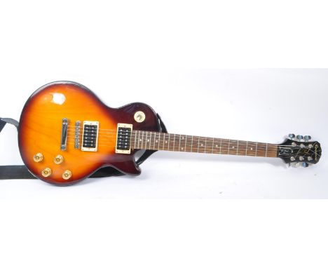 Epiphone - Les Paul - A Epiphone Les Paul 100 electric guitar. The guitar having a tobacco sunburst finish to body. Marked 'M