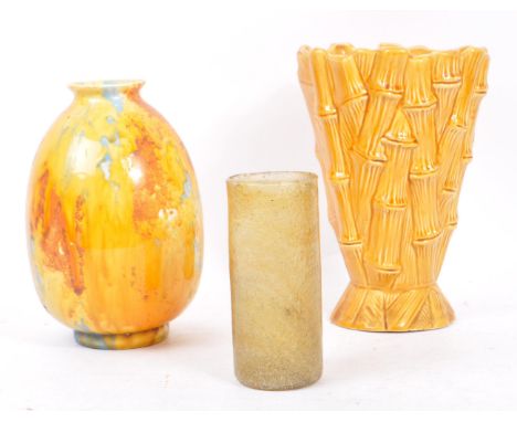 Crown Ducal / Sylvac - A collection of three 20th Century vases to include a large Sylvac ceramic vase in the form of bamboo 