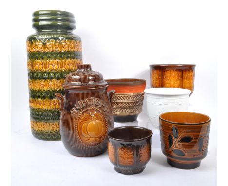 A collection of mid 20th century West German pottery ceramic vases and planters. The collection to include a large floor stan