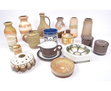 A collection of vintage 20th century and later ceramic pottery vases and other table ware. West German examples, 209 - 18, 32