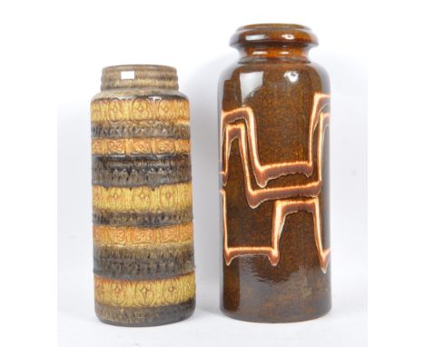Scheurich - West German Pottery - Two mid 20th century ceramic pottery vases. Of circular form with glazed finish, together w