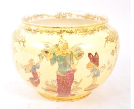 Crown Devon - Lustrine Fielding's - An early 20th century ceramic pottery planter. Titled Fairyland with figures of fairies w