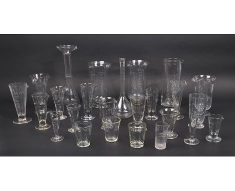 A collection of vintage 20th Century glass scientific and laboratory / chemical measuring equipment / instruments, to include