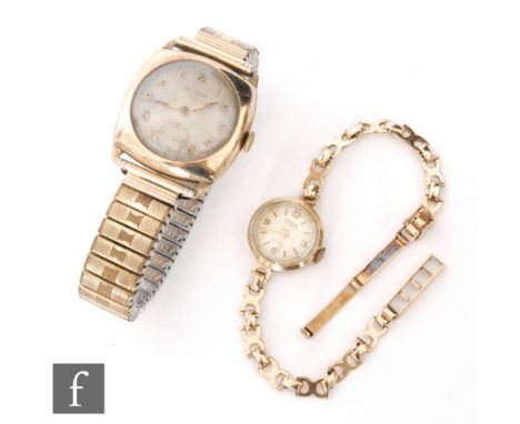 A lady's 9ct hallmarked Bernex wrist watch, Arabic numerals and batons mix to a circular dial and a 9ct bracelet, total weigh