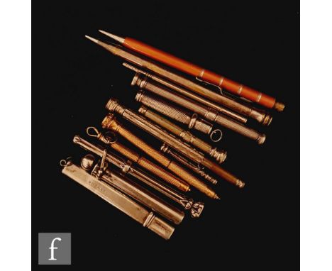 Thirteen assorted 19th and early 20th Century propelling pencils of varying form to include a Samson Mordan example with engi