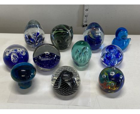 A job lot of assorted paperweights including Caithness 