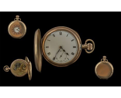 Zenith Gold Filled Keyless Demi-Hunter Pocket Watch. Movement No 2023443, English Made Case, Guaranteed to Wear 10 Years.