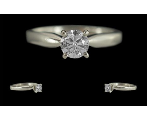 Ladies Platinum Quality Single Stone Diamond Set Ring. Full Hallmark 950 to Interior of Shank. The Round Modern Brilliant Cut