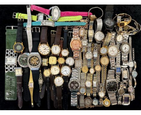 Collection of Ladies &amp; Gentlemen's Wristwatches, leather and bracelet straps, including Carriage, Reflex, Viceroy, Rotary