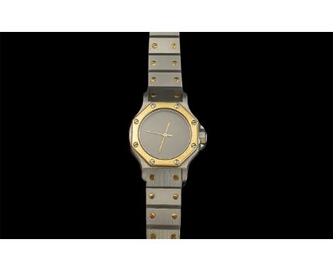 Cartier Ladies 18ct Gold and Stainless Steel Automatic Wrist Watch. No AC-980. OR 0750-2030. Features 18ct Gold Bezel, Good C