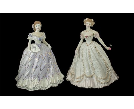 A Fine Pair of Royal Worcester Hand Painted Pair of Numbered and Ltd Edition Figurines. Comprises 1/ The Last Waltz, Date 199