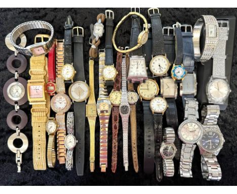 Box of Ladies &amp; Gentlemen's Wristwatches, leather and bracelet straps, assorted makes and designs, including Accurist, Oa