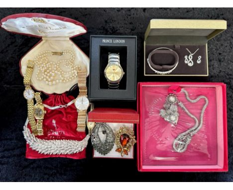 Collection of Top Quality Costume Jewellery & Wristwatches, comprising gent's Prince London bracelet strap wristwatch, Butler