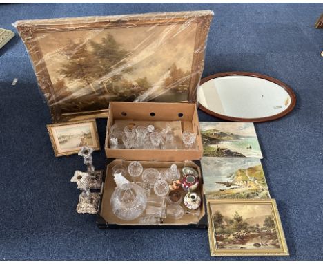 Two Boxes of Assorted Glassware, including glasses, vases, bowls, etc.  Together with some ceramics, including dog figures, N