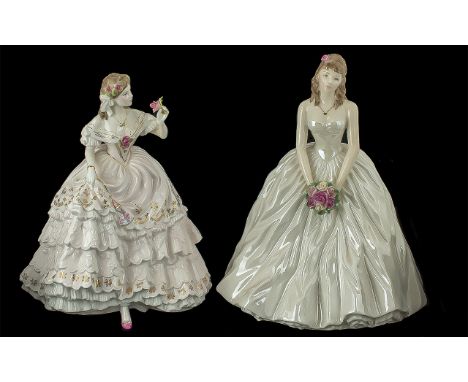 A Fine Pair of Royal Worcester Hand Painted Pair of Numbered and Ltd Edition Porcelain Figures. Comprises 1/ Anniversary Figu