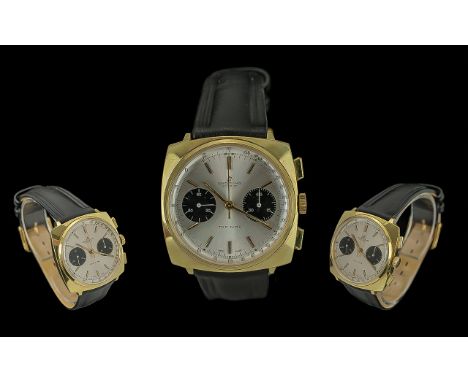 Breitling Geneve Top - Time Gents Gold on Steel Manual Wind Wrist Watch, circa 1970s, iconic shape, twin dials, panda eyes an