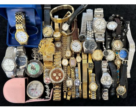 Collection of Ladies &amp; Gentlemen's Wristwatches, leather and bracelet straps, including Carriage, Reflex, Viceroy, Rotary