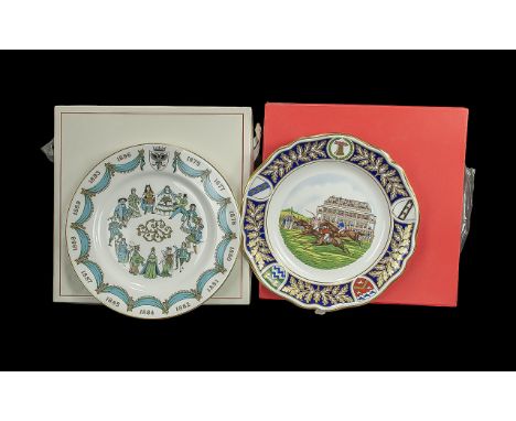 Two Spode Cabinet Plates, comprising 'The Derby Plate' Limited Edition No. 716/1000, and 'The D'Oyly Carte Plate', both in or