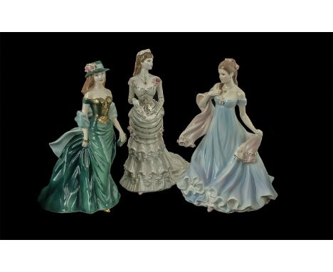 Royal Worcester Trio of Hand Painted Porcelain Figures ( 3 ) Comprises 1/ A Dazzling Celebration, CW431. Sculpture J. Bromley