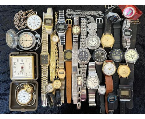 Box of Ladies &amp; Gentlemen's Wristwatches, leather and bracelet straps, assorted makes and designs, including Lorus, Accur