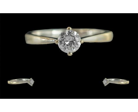 Ladies 18ct White Gold Single Stone Diamond Set Ring, full hallmark to interior of shank, the round modern brilliant cut diam