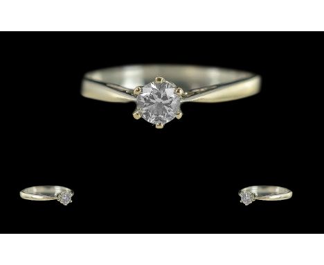 Ladies 18ct White Gold Single Stone Diamond Set Ring. Marked 18ct to Shank. The Round Brilliant Cut Diamonds of Excellent Col
