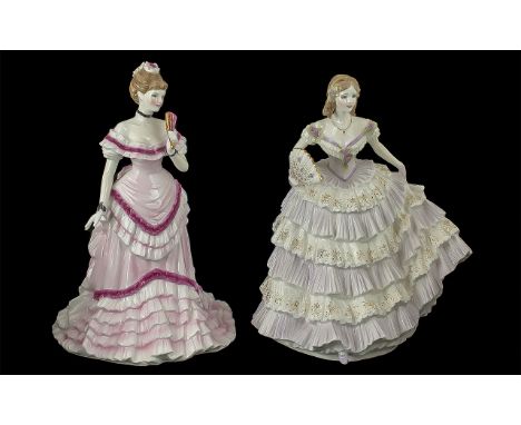A Fine Pair of Royal Worcester Hand Painted Number and Ltd Edition Figurines. Comprises 1/ First Dance, CW264, Sculptured by 