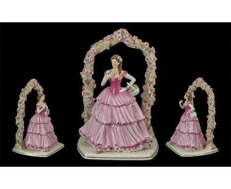 Royal Worcester Ltd and Numbered Edition Hand Painted Figure ' Rose Arbour ' Figure of a Lady, Sculptured by Peter Holland, R