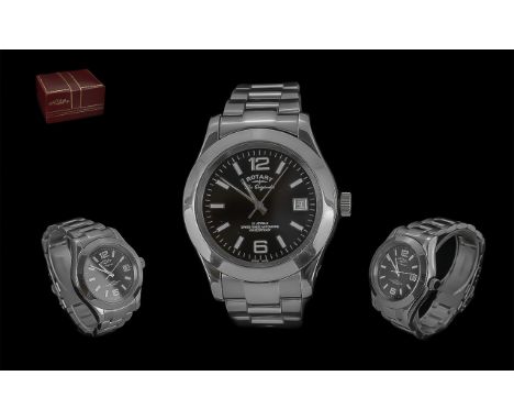 Rotary - Les - Originals Gents Steel 21 Jewels Swiss Made Automatic Watch, Features Water Resistant, Just-Date Display Window