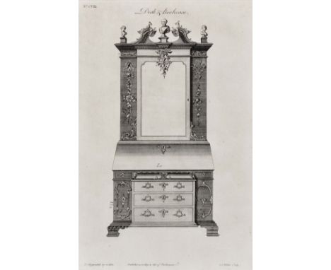 I.S. MILLER AFTER THOMAS CHIPPENDALE 'Desk and Bookcase', from the 'Gentleman and Cabinet Maker's Director; engraving, 35 x 2