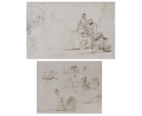 WILLIAM POWELL FRITH (1819-1909) Boys boxing, a study for the 'Squires Boxing Lesson', sepia, ink and pencil, inscribed verso