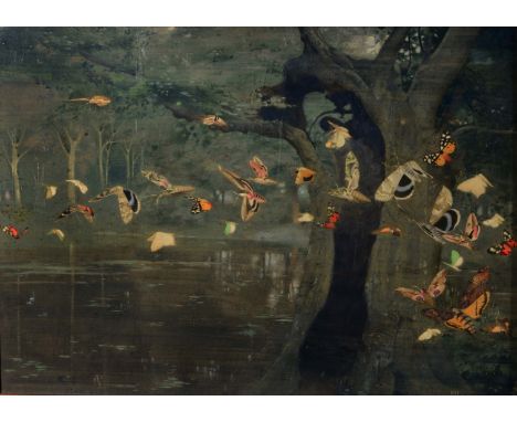 KEITH HENDERSON (1883-1982) 'Moths Playing about in a Wood', signed with initials, watercolour, 52 x 75cm Exh. South African 