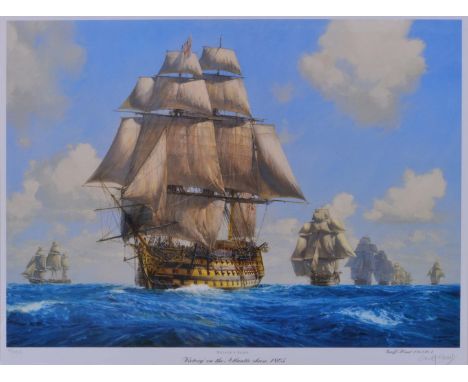 AFTER GEOFF HUNT 'Victory on the Atlantic Chase 1805', print in colours, pencil signed and numbered 10/850, 43 x 58cm; and fi