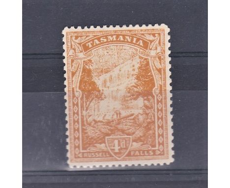Australia (Tasmania) 1907-12 4d Orange-Yellow perf 12 1/2, Comp 11, SG247db, white T55c, mounted mint, even light gum toning.