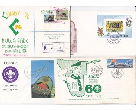 Scouting First Day Covers, Rhodesia, South West Africa and Uganda and Uganda Girl Guides (4)
