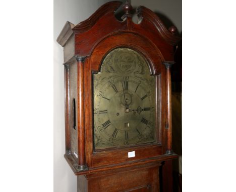 John Peatt of Crieff brass dial longcase grandfather clock with Roman and Arabic chapters subsidiary dial and date calendar a