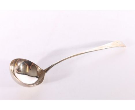 George III antique silver ladle of oar pattern by&nbsp;Hester Bateman, London, date letter rubbed, 158g, 32cm long&nbsp; 