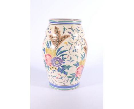 Large Carter Stabler Adams Poole Pottery vase decorated with botanical sprays, impressed back stamp to base 35cm tall Large f