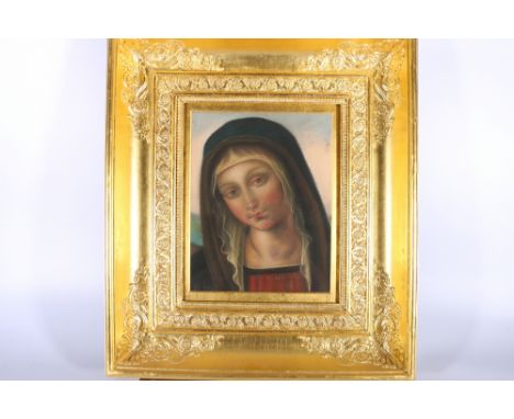 Antique portrait of a female, possibly The Virgin Mary, signed with monogram TW and dated 1863, pastel, 30cm x 24cm 