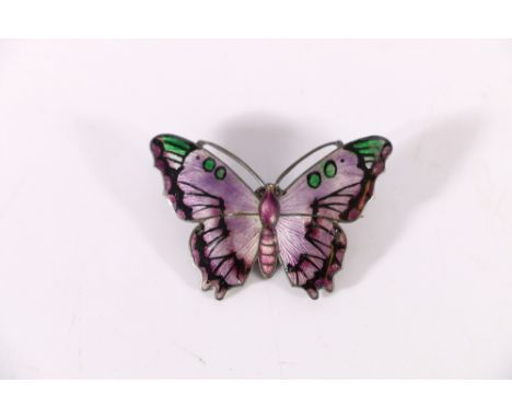 Antique silver and enamel butterfly brooch by JA&amp;S, possibly J Aitkin and Sons Birmingham 1918, 4cm wide 