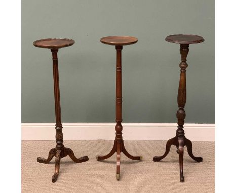THREE SIMILAR PLANTER STANDS on tripod bases with circular tops, 108cms (h) the tallestProvenance: private collection Conwy 