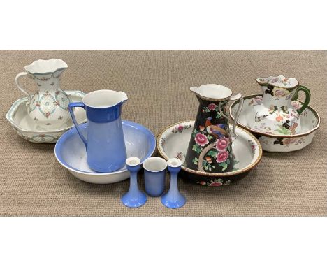 ANTIQUE WASH BASIN & JUG ASSORTMENT (4)Provenance: private collection Conwy