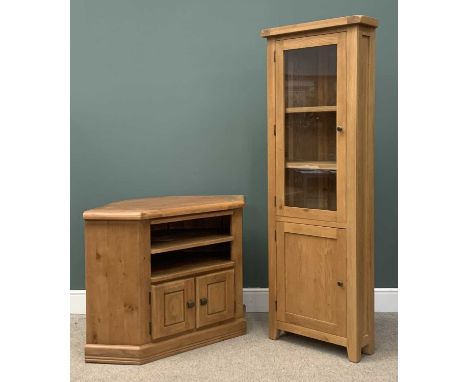 MODERN LIGHT OAK LOUNGE FURNITURE to include corner cupboard, 190 (h) x 68 (w) x 40cms (d)Provenance: private collection Conw